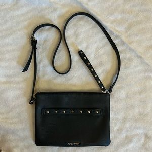 Nine West Crossbody - Converts to Wristlet - Black with silver accents
